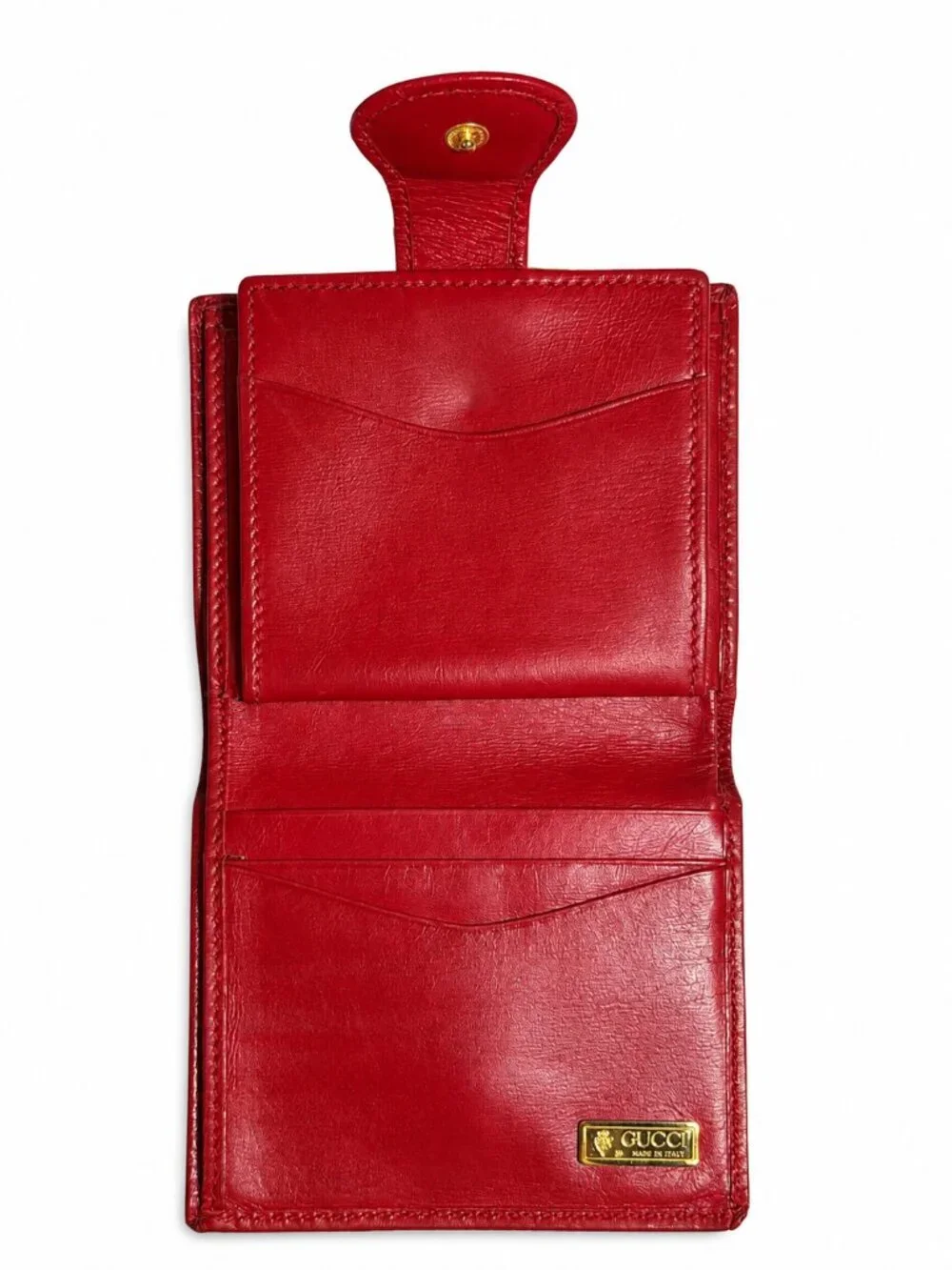 Vintage Gucci Red Leather Bifold Wallet